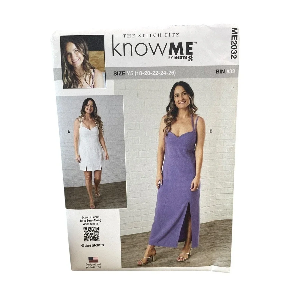 knowME ME2032 Dress Pattern Y5‎ (18-20-22-24-26) Strappy Slip Dress Maxi